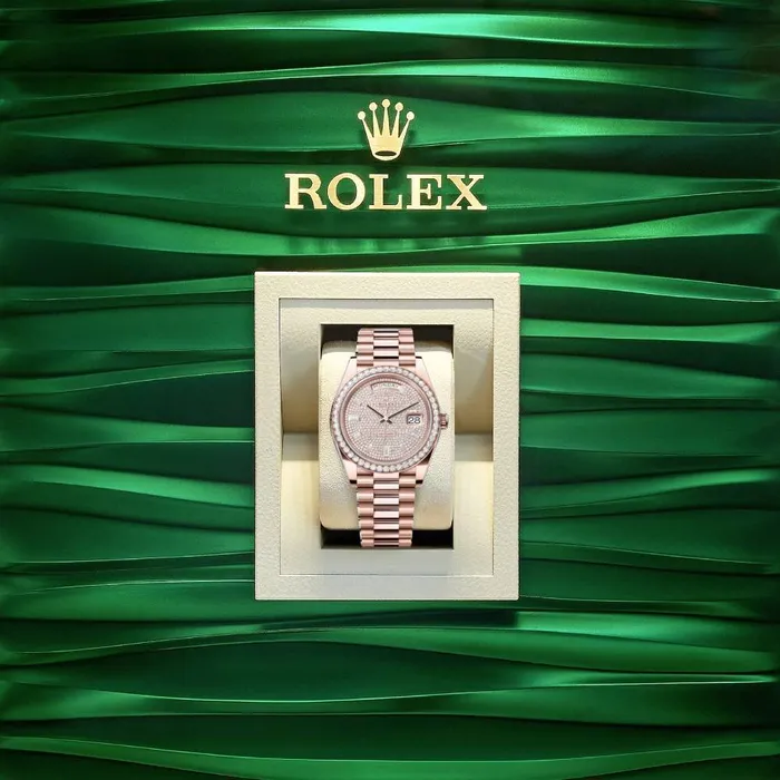 Rolex Rolex Day Date 40mm Ref 228345rbr0002 Pave Diamond Dial Diamond Bezel 18K Rose Gold President Bracelet Mens Watch Bracelets