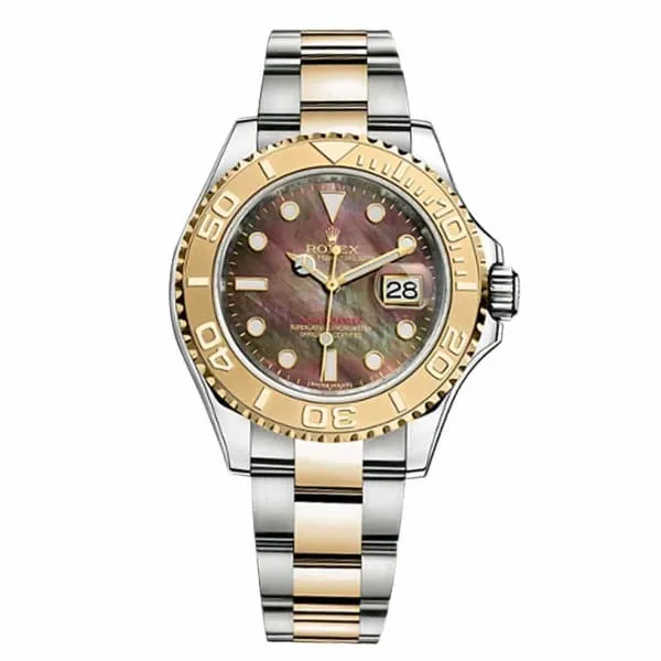 Rolex Rolex Yachtmaster 40mm Ref 16623MO Black Mother of Pearl Dial Two Tone Stainless Steel 18K Yellow Gold Oyster Bracelet Mens Watch Bracelets