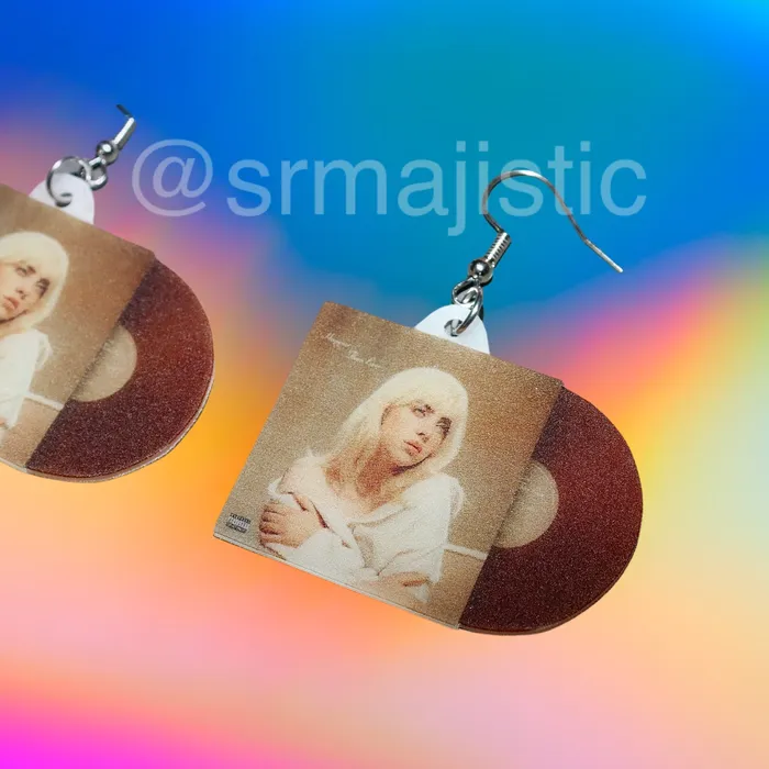 Sam Makes Things Earrings Billie Eilish Happier Than Ever Vinyl Album Handmade Earrings