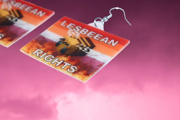 Sam Makes Things Earrings Minecraft Bee Lesbian Flame Pride Flag Handmade Earrings