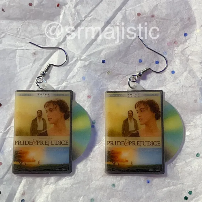 Sam Makes Things Earrings Pride Prejudice 2005 DVD 2D detailed Handmade Earrings