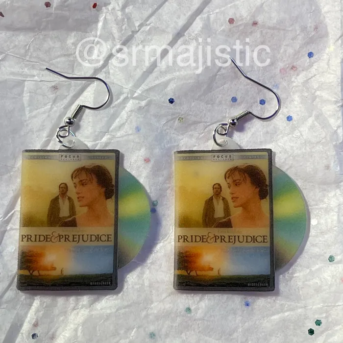 Sam Makes Things Earrings Pride Prejudice 2005 DVD 2D detailed Handmade Earrings