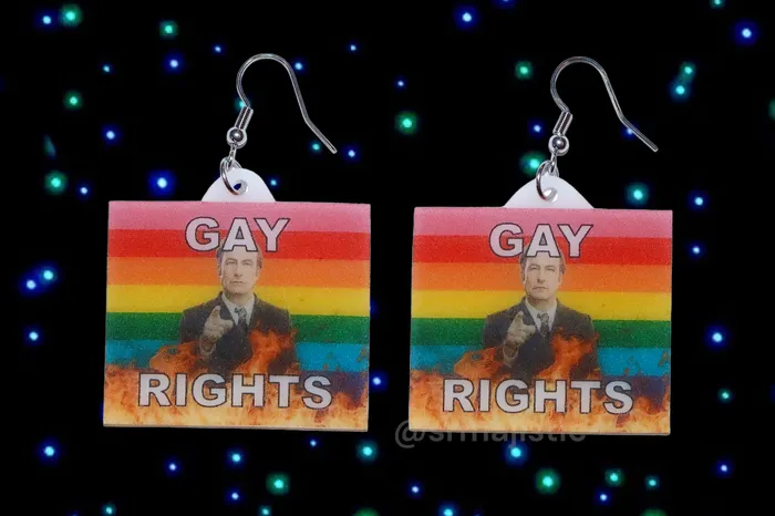 Sam Makes Things Earrings READY TO SHIP Better Call Saul Flame Pride Flag Handmade Earrings Sam Makes Things Earrings READY TO SHIP Better Call Saul Flame Pride Flag Handmade Earrings