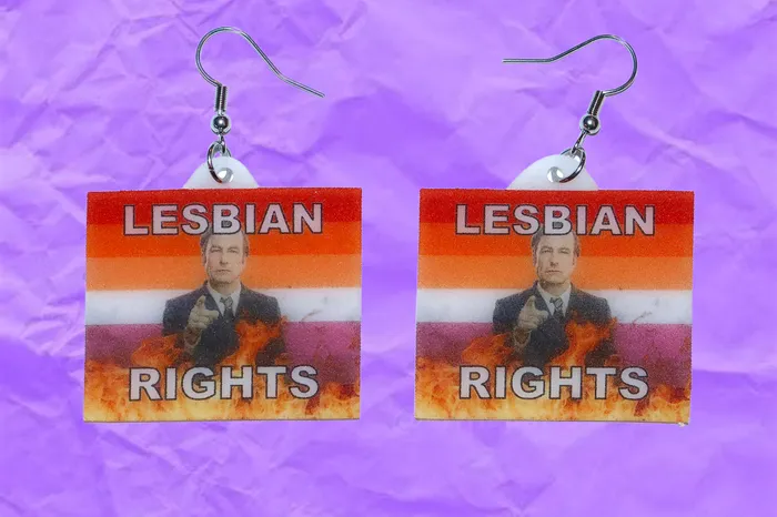 Sam Makes Things Earrings READY TO SHIP Better Call Saul Flame Pride Flag Handmade Earrings Sam Makes Things Earrings READY TO SHIP Better Call Saul Flame Pride Flag Handmade Earrings