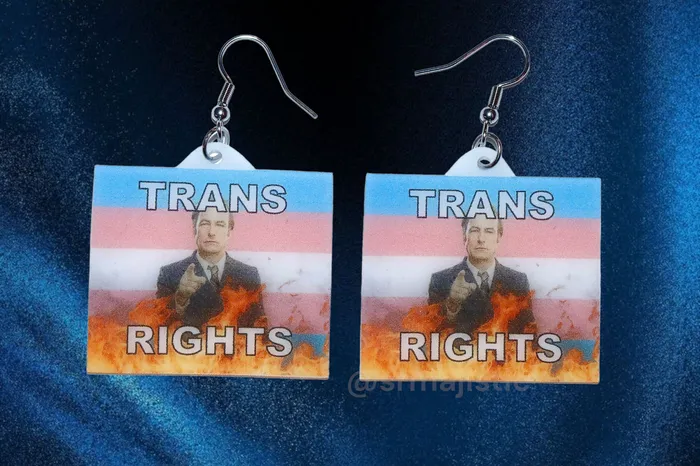 Sam Makes Things Earrings READY TO SHIP Better Call Saul Flame Pride Flag Handmade Earrings Sam Makes Things Earrings READY TO SHIP Better Call Saul Flame Pride Flag Handmade Earrings
