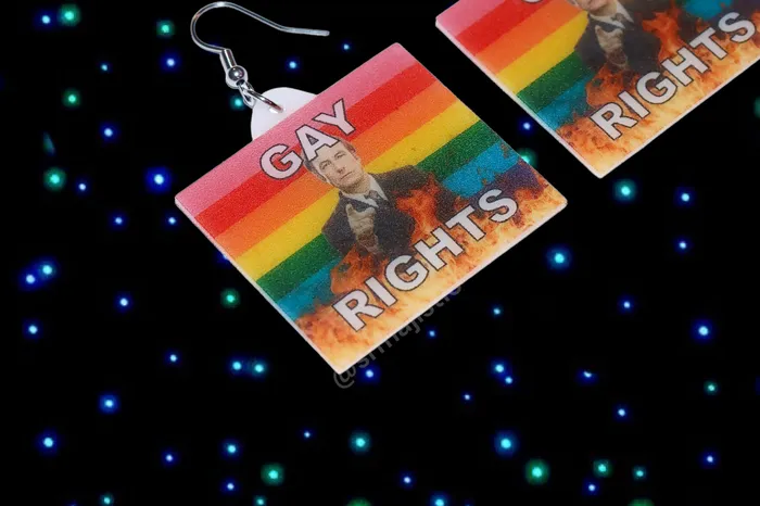 Sam Makes Things Earrings READY TO SHIP Better Call Saul Flame Pride Flag Handmade Earrings Sam Makes Things Earrings READY TO SHIP Better Call Saul Flame Pride Flag Handmade Earrings
