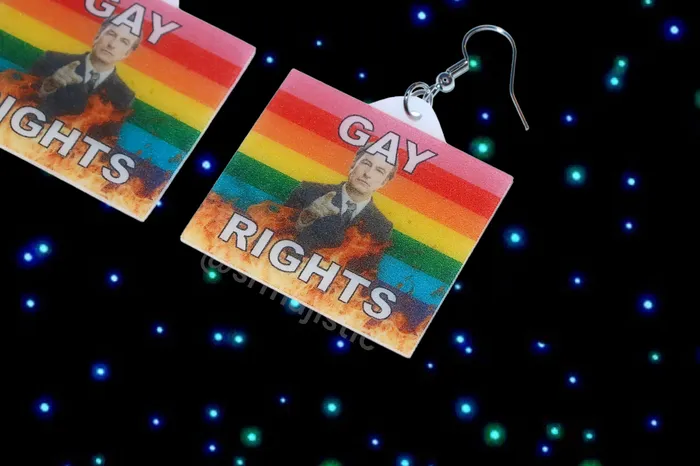 Sam Makes Things Earrings READY TO SHIP Better Call Saul Flame Pride Flag Handmade Earrings Sam Makes Things Earrings READY TO SHIP Better Call Saul Flame Pride Flag Handmade Earrings