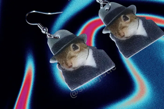 Sam Makes Things Earrings READY TO SHIP Mobster Mafia Squirrel Funny Meme Handmade Earrings Sam Makes Things Earrings READY TO SHIP Mobster Mafia Squirrel Funny Meme Handmade Earrings