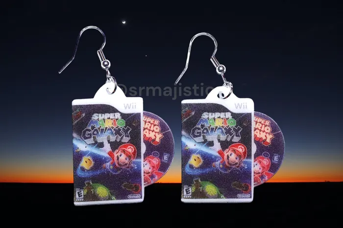 Sam Makes Things Earrings Super Mario Galaxy Wii Game 2D detailed Handmade Earrings Sam Makes Things Earrings Super Mario Galaxy Wii Game 2D detailed Handmade Earrings