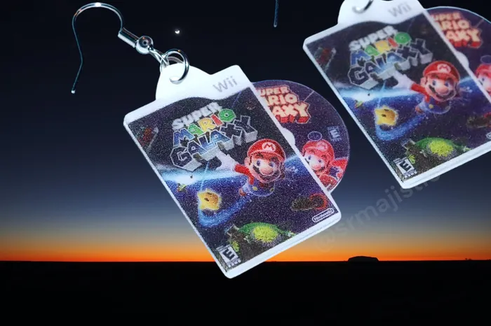 Sam Makes Things Earrings Super Mario Galaxy Wii Game 2D detailed Handmade Earrings Sam Makes Things Earrings Super Mario Galaxy Wii Game 2D detailed Handmade Earrings