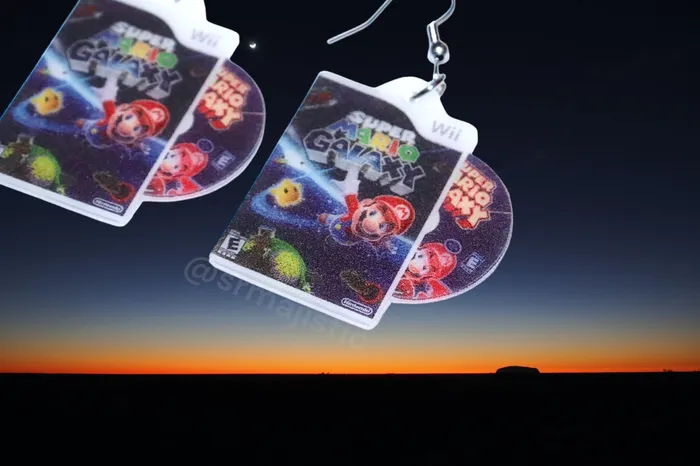 Sam Makes Things Earrings Super Mario Galaxy Wii Game 2D detailed Handmade Earrings Sam Makes Things Earrings Super Mario Galaxy Wii Game 2D detailed Handmade Earrings