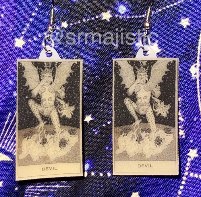 Sam Makes Things Earrings Tarot Card detailed Handmade Earrings