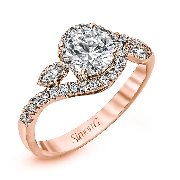 Simon G Necklaces Simon G 18K Rose Gold Semimount Swirl Design with Marquise and Round Diamonds Simon G Necklaces Simon G 18K Rose Gold Semimount Swirl Design with Marquise and Round Diamonds