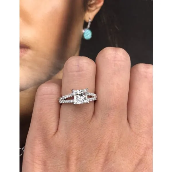 Split Shank Diamond Engagement Ring Set in 14K White Gold 200ct tw Princess Cut Round Brilliant Clarity Enhanced Diamonds Diamond Source NYC Rings
