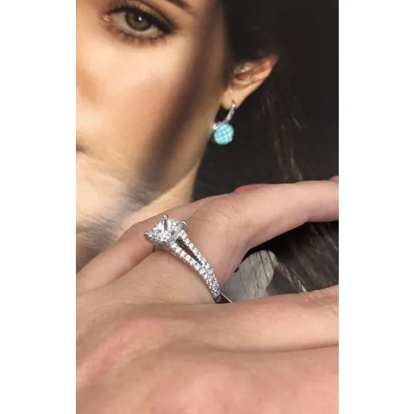 Split Shank Diamond Engagement Ring Set in 14K White Gold 200ct tw Princess Cut Round Brilliant Clarity Enhanced Diamonds Diamond Source NYC Rings