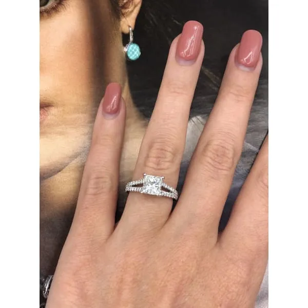 Split Shank Diamond Engagement Ring Set in 14K White Gold 200ct tw Princess Cut Round Brilliant Clarity Enhanced Diamonds Diamond Source NYC Rings