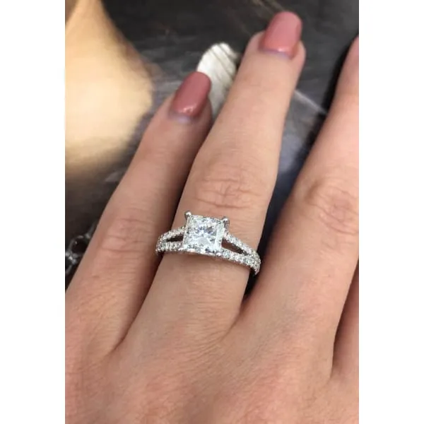 Split Shank Diamond Engagement Ring Set in 14K White Gold 200ct tw Princess Cut Round Brilliant Clarity Enhanced Diamonds Diamond Source NYC Rings