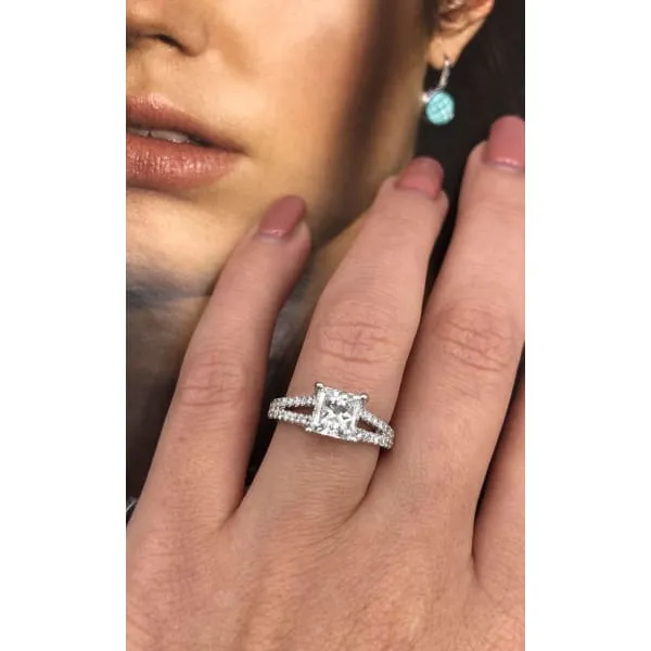 Split Shank Diamond Engagement Ring Set in 14K White Gold 200ct tw Princess Cut Round Brilliant Clarity Enhanced Diamonds Diamond Source NYC Rings