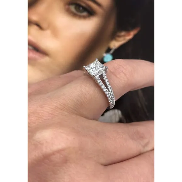 Split Shank Diamond Engagement Ring Set in 14K White Gold 200ct tw Princess Cut Round Brilliant Clarity Enhanced Diamonds Diamond Source NYC Rings