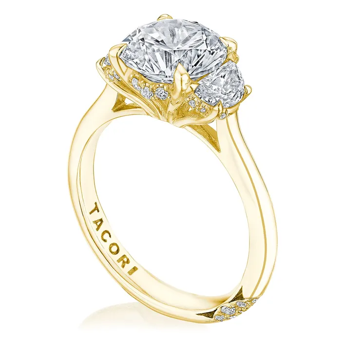 Tacori 18K Yellow Gold Founders Three Stone Diamond Ring Tacori Rings