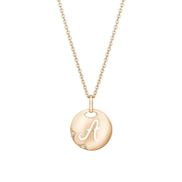 Tacori Tacori 14K Pink Gold Initial A with Diamond Charm Charm Necklaces
