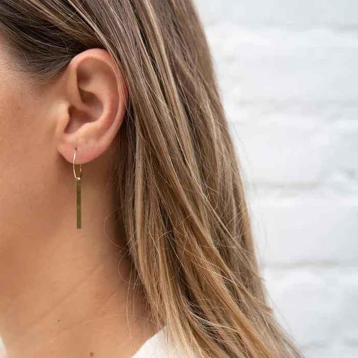 TheRoseGypsy Earrings Gold Filled Dainty Bar Hoop Earrings