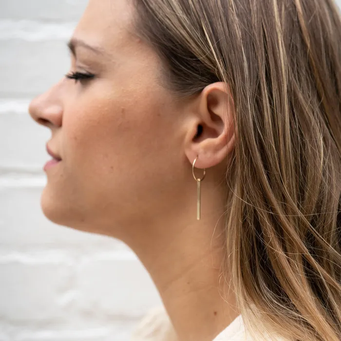 TheRoseGypsy Earrings Gold Filled Dainty Bar Hoop Earrings