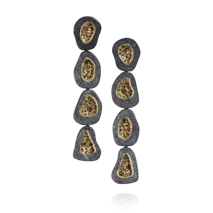 Todd Reed Sterling and 18K Gold Diamond Dangle Earrings Todd Reed Earrings
