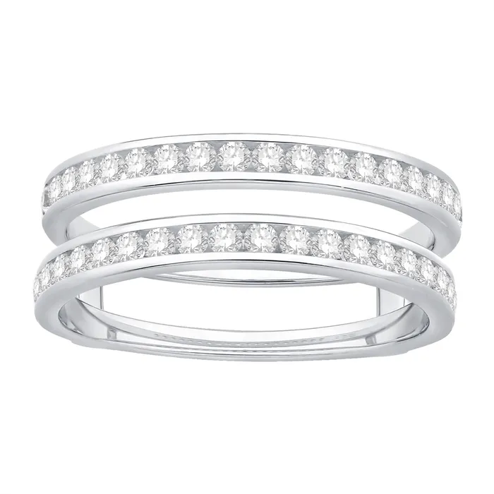 Wedding Bands Rings 14K White Gold Channel Set Diamond Ring Guard