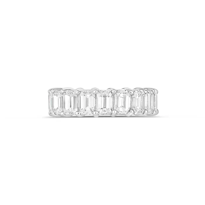 Wedding Bands Rings 14K White Gold Emerald Cut Diamond Eternity Band